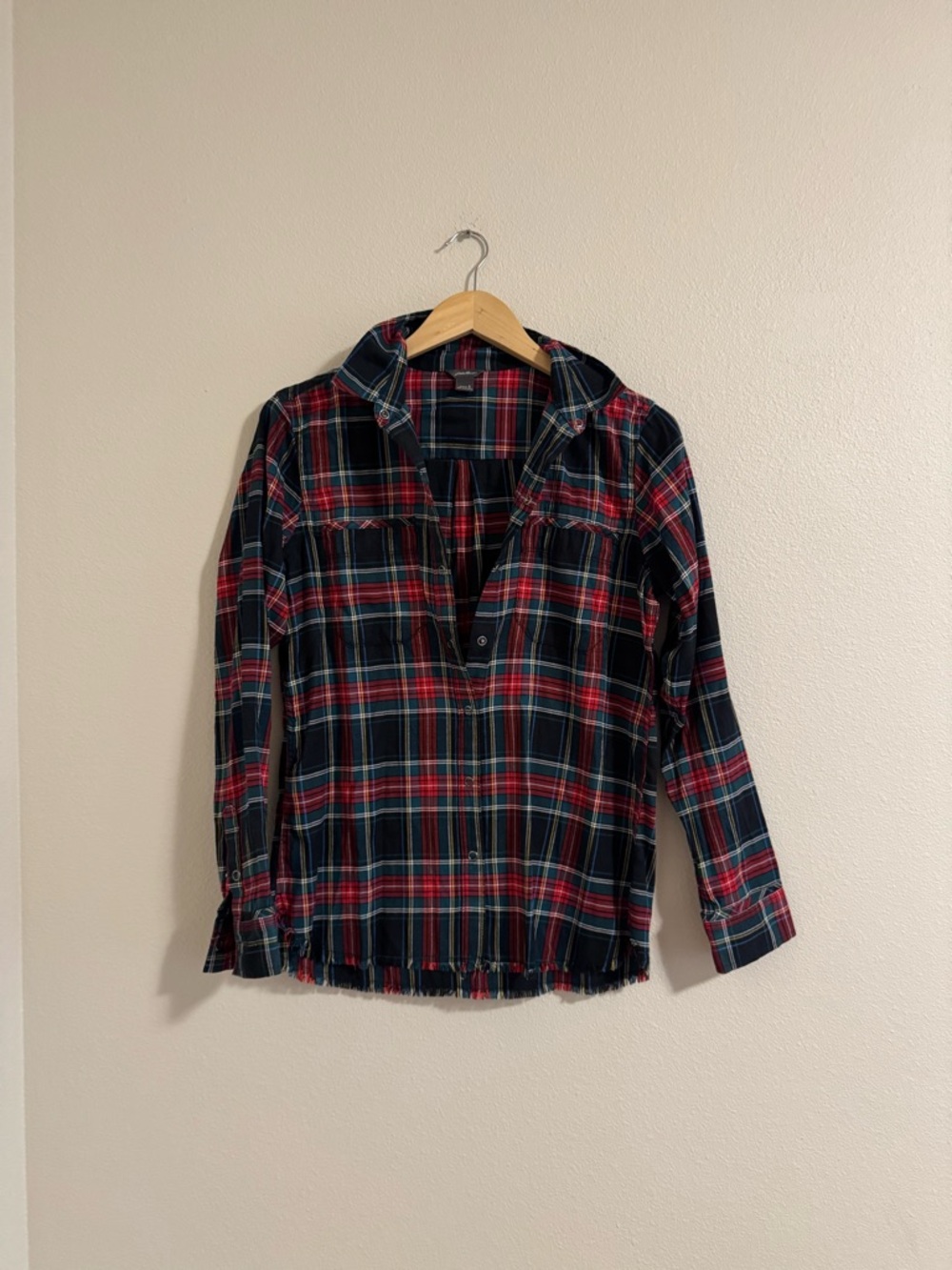 Eddie Bauer Plaid Button-Up Shirt - Red & Green